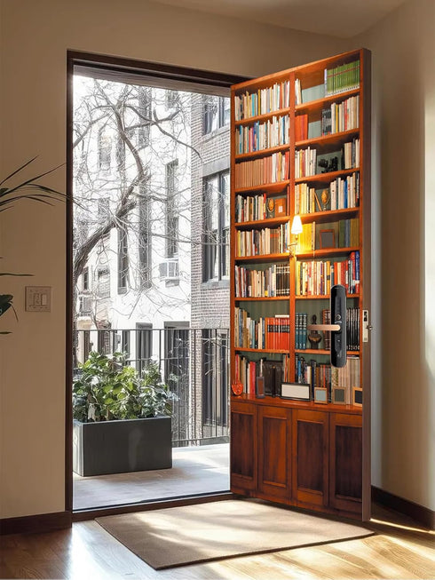 3D 33.5"x84.6"- Decor(2 Sheets/Set) artfanke Retro Bookcase Door Sticker Peel and Stick Self-Adhesive Bookshelf Door