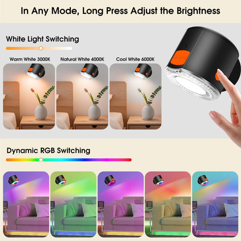 3000mAh Dimmable LED Wall Mounted Light, Battery Operated Wall Sconces with Bluetooth Speaker Rechargeable Wall Lights