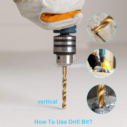 19PCS Premium Hex Drill Bit Set, Titanium Drill Bits Set, High Speed Steel Hex Shank for Wood