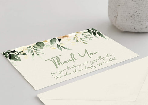 MPC Brands (25, In Memory Of Blank Funeral Thank You Cards - Sympathy Bereavement Thank You Cards With Envelopes