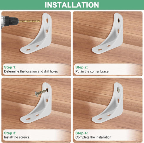 50-Pack 1.53 1.53 M METERXITY L-Shape Corner Brace, x in Nylon Plastic Right Angle Brackets with Screw for Shelves/Wood