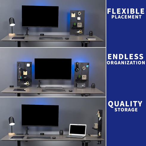 VIVO Steel Clamp-on Desk Pegboard, 12 x 20 inch Privacy Panel, Magnetic Organizer for Above or Under Desk, Black