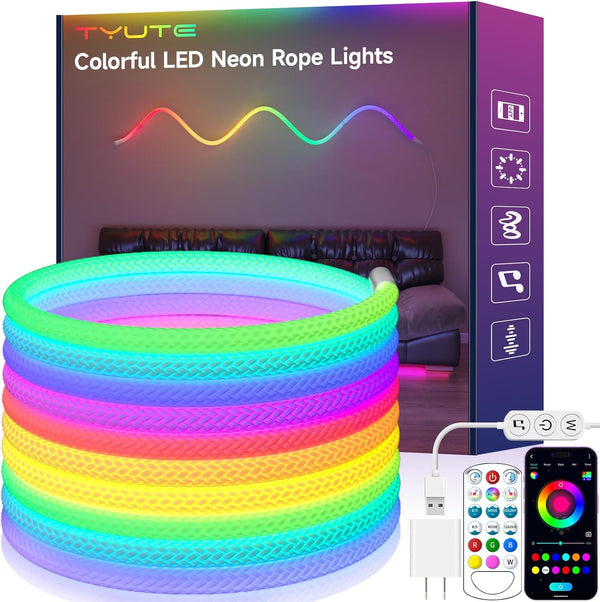 Tyute LED Rope Lights, 13.1ft Neon LED Lights Strip with 360 Degree