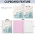 Rimilak Spiral Clipboard Folio with Refillable Lined Notepad, 14.5 x 9.8Inch, Hardcover Clipboards with 5 Interior Pockets, Elastic Band and Pen Loop Series. Cute Stylish Clipfolio, Pink Gold Marble