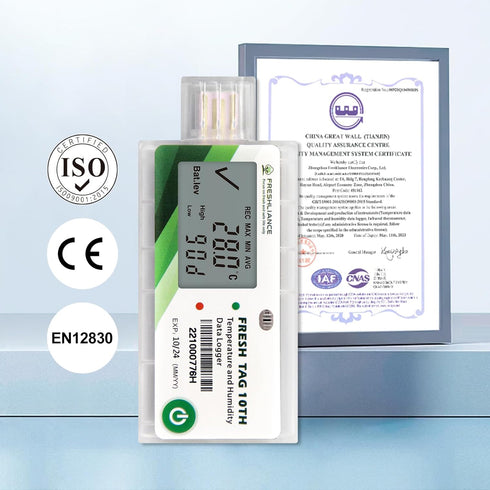 LCD Temperature Humidity Data Logger, Single Use USB Recorder with PDF or CSV Report, 65000 Readings -22?~158? High