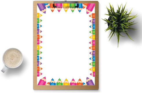 60 8.5 11 Inches School Border Stationery USA Made Teacher Letterhead, Letterhead Sheets, x (Colored Pencils)