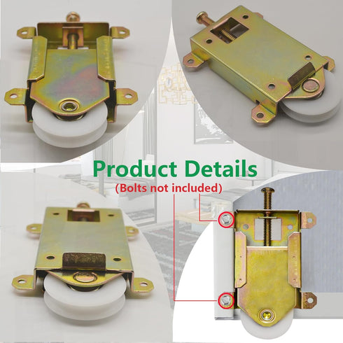 Sliding Mirror Closet Door Rollers Replacement Hardware, 1-1/2" Durable POM Concaved Ball Bearing Wheel - 2 Pack