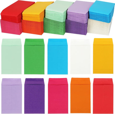 Geyee 500 Pcs Small Coin Envelopes | Self Adhesive Mini Envelopes for Seeds Storage | 2.25 x 3.5 Inch | Colorful