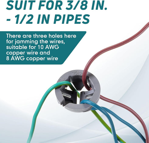 50 Pcs 3/8 In. - 1/2 In. Non Metallic Button Push-in Bulk Connector, Gray NM Cable Connector Electrical Conduit Fittings
