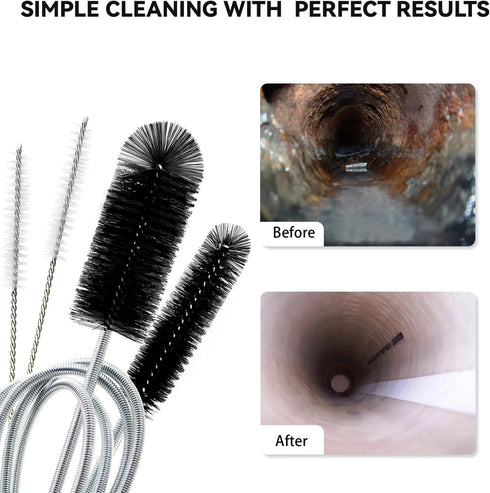 Flexible Drain Brush, 66 Inch Long Double Ended Hose Pipe Cleaners, 58 Inch Tube Cleaning Brush, 2 Pack 8 Inch Straw