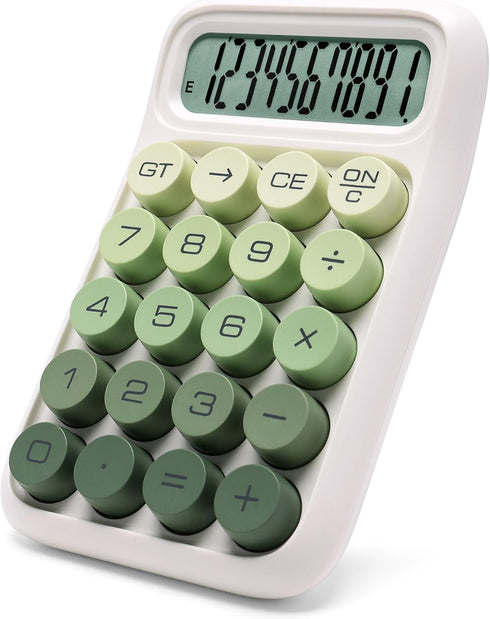 Mechanical Switch Calculator,12 Digits,Large LCD Display,Green Gradient Desktop Calculator Big Buttons,Cute Calculator,Aesthetic calculator for office,school,home and business use