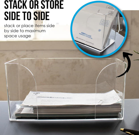 Nadex Clear Acrylic Check Tray, 2.5mm Thickness Durable Deposit Ticket and Cheque Holders for Deposit Slips and Vouchers
