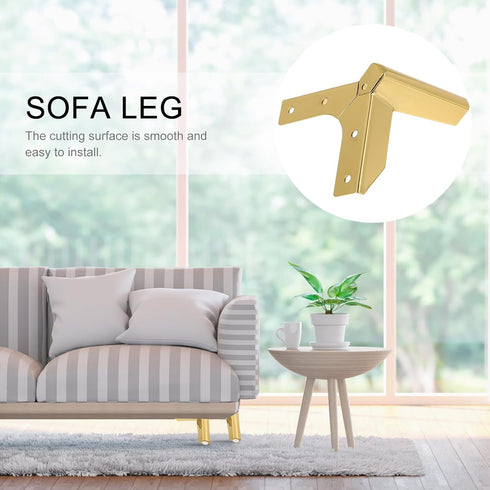 Roleader 4 12cm Pcs Metallic Gold Metal Furniture Legs Cabinet Sofa Support Feet Y-Shaped Modern Replacement for Sofa