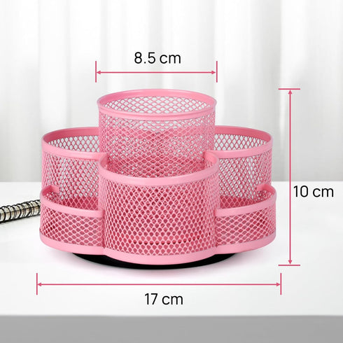 Pink Desk Organizer - Rotating Pencil Holder, Cup Holder for Desk Office, Pen Organizer in Pink