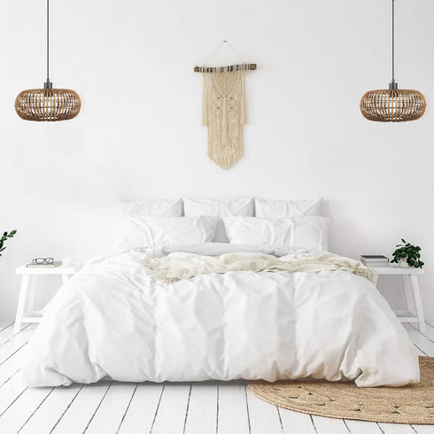 61063 1-Light GLOBE Electric x Novogratz Pendant Light Fixture, Rattan Shade, Black Socket, Braided Fabric Cord, Living