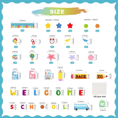 Back to School Classroom Bulletin Board Decoration Set - Welcome Cutouts for First Day of School Wall Door Decor