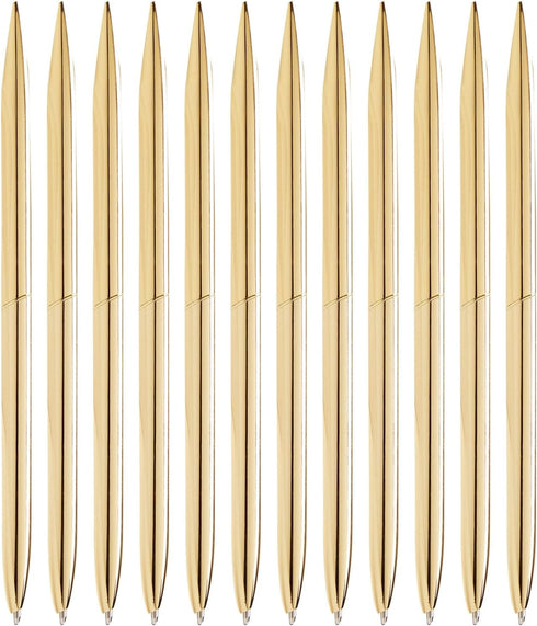 Juvale Gold Ballpoint Pens, Pack of 12, 1 mm Medium Point, Black Ink, Metal Twist-Action Design for Wedding Guest Book