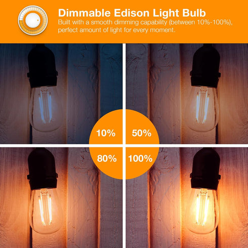 8 Pack Bulbs, E26 Bulb 60W Dimmable Bulbs, 800 2200K, ST58 Bulbs, DAYBETTER Vintage LED Edison Led Equivalent, Led