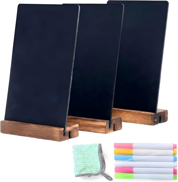 7.9x5.1 Desktop Chalkboard Sign with Wood Base, Message Board Menu Board Chalkboard