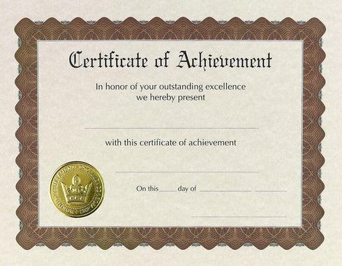 Great Papers! Certificate of Achievement, Pre-Printed, Gold Foil, Embossed, 8.5" x 11", 6 Count
