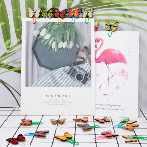 yueton 54 PCS Cute Butterfly Paper Clips, Creative Cartoon Bookmarks and Document Clamps for Office Supplies