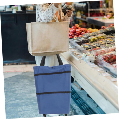Compact and Lightweight Folding Shopping Cart with Wheels