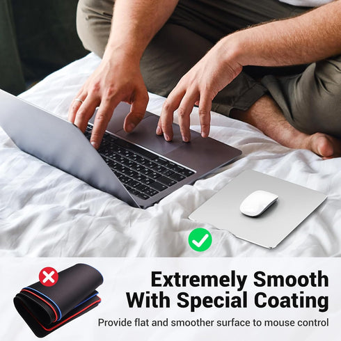 HONKID Hard Metal Mouse Pad for Desk, Aesthetic Rigid Mousepad with Stable Rubber Base