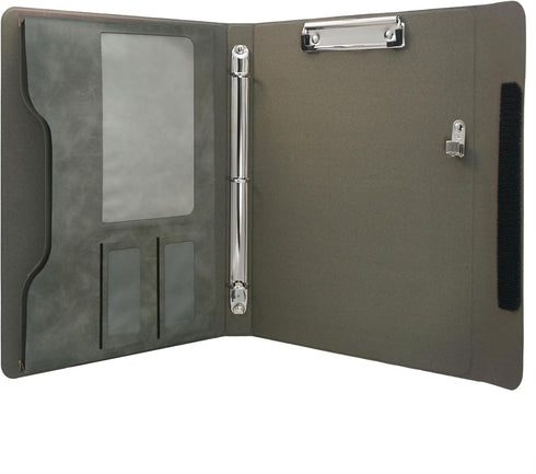 Binder Portfolio Organizer Case with Color File Folders, Gray, Standard