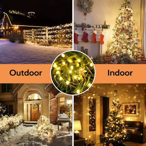 2 Packs 144ft 400 8 Toodour Solar Christmas Lights Outdoor, Total LED Solar String Lights with Mode, Outdoor Christmas