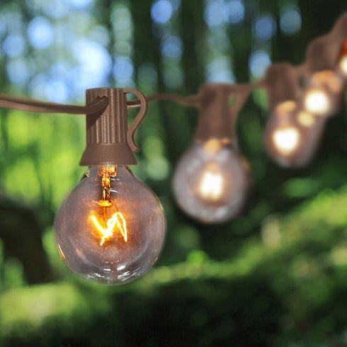25FT 27 G40 Bulbs (2 Commercial C7/E12 GOOTHY Outdoor String Lights, Hanging Patio Lights String with Clear Globe