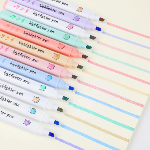 Harloon 12 Pcs Cat Paw Cute Highlighters, Kawaii Soft Chisel Tip Pastel Marker Pens for School Supplies