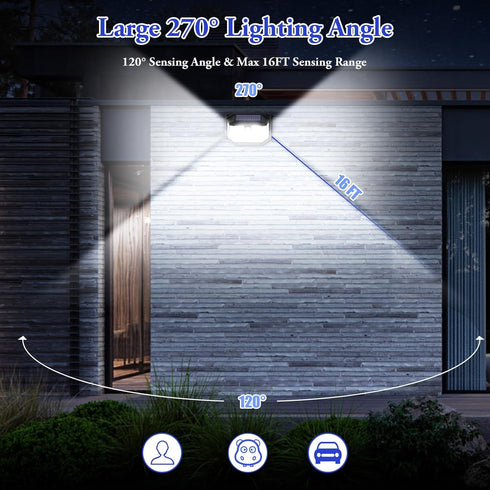 4-Pack 3 178 Solar Wall Lights Outdoor with Modes & Reflector, Waterproof Bright LEDs Motion Sensor Security Lights