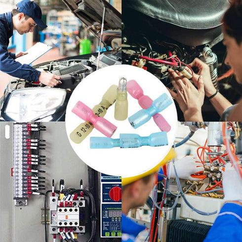 Heat Shrink Bullet Connectors, 100 Pcs Female Male Electrical Bullet Terminals for Automotive AWG 12-10