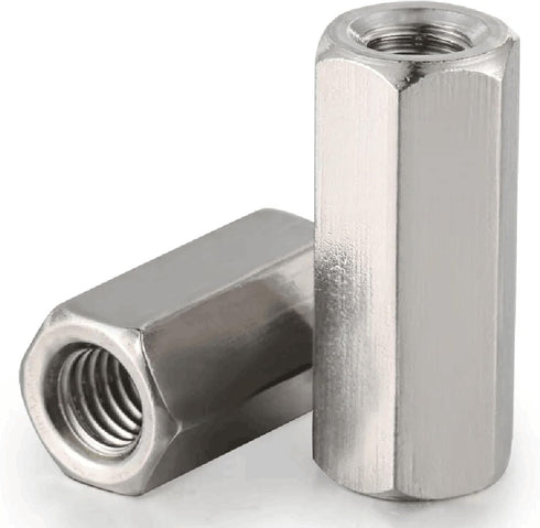 5PCS M6 X 1-Pitch 10mm Length 304 Stainless Steel Metric Hex Coupling Nut