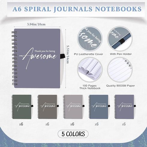 Honoson 30 Sets Employee Appreciation Gifts, Thank You Spiral Notebook with Pen Set, Inspiration Journal for Office Team