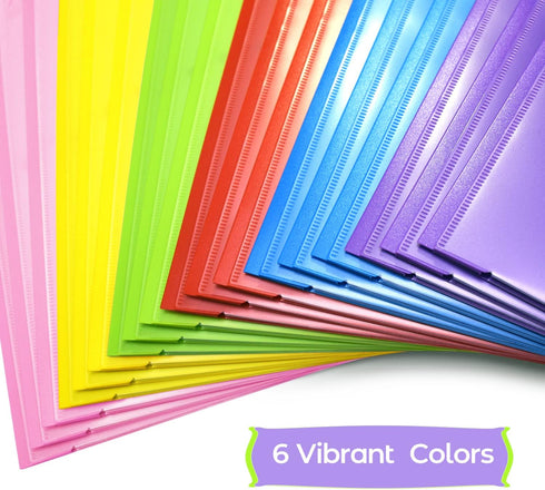 WOT I Heavy Duty Folders 18PCS with Clear Front Pockets, Extra Thick Plastic Folders with 3 Pockets for School/Work/Home