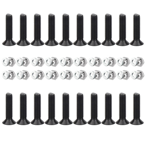 YiKaiEn 20-Pack Set Countersunk 304 Screw and Nut for D-Series Panel Mount with Custom Nylon Washer, Black Phillips