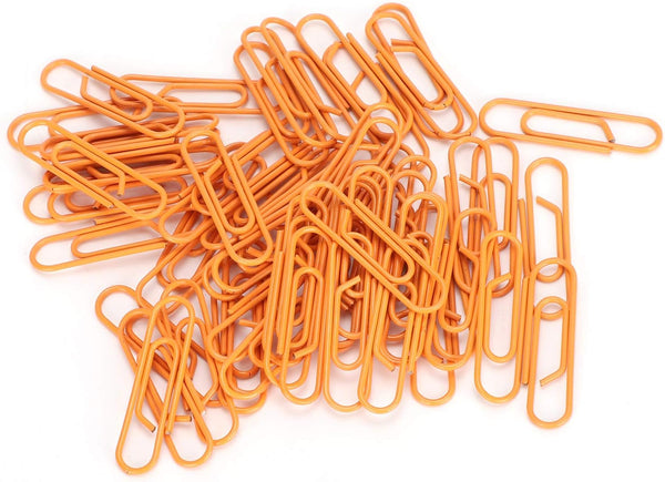 Paper Clips 180pcs, Orange 2.9x0.8cm, Cute Paper Clips Bookmarks for Office School Paper Files Organizing