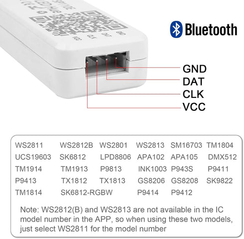 VIPMOON SP110E Bluetooth LED Controller, DC5-24V Pixel Controller by Smartphone APP for WS2811, WS2812B, RGB/RGBW LED
