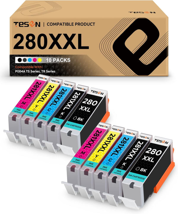 TESEN Compatible Ink Cartridge Replacement for Canon PGI280XXL CLI281XXL, 10 Pack Color Set for PIXMA Printers