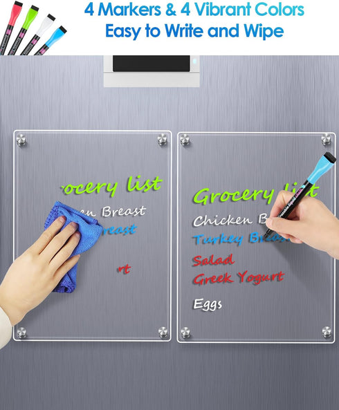MaxGear Small Magnetic Dry Erase Board for Refrigerator, 12"X 8" Kitchen Menu Planner with Markers