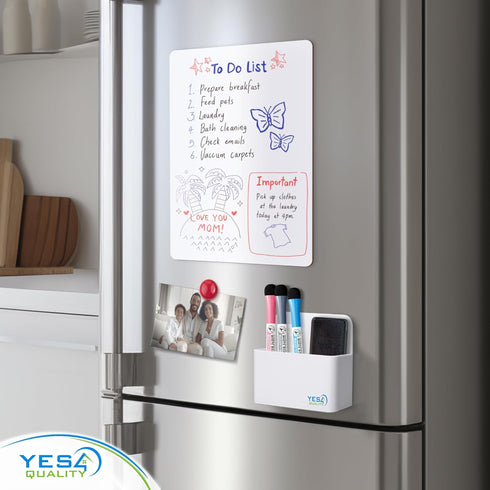 YES4QUALITY Magnetic Pen Holder - Strong Magnetic Back & 2 Compartments for Dry Erase Marker, Whiteboard, Fridge