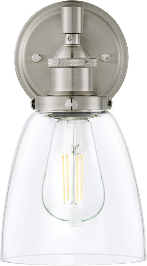 Bulb Linea di Liara Fiorentino Brushed Nickel Wall Sconce Lighting Fixture Farmhouse Bathroom Wall Sconce Bedroom Wall