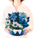 Freshcut Paper Pop Up Cards, Blue Poinsettia, 10 Inch Life Sized Forever