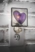 J Devlin Glass Art Vintage Heart Purple Stained Glass Night Light, Plug