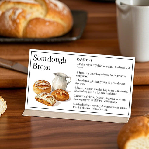 Besttile 50 2x3.5 Inches PCS Sourdough Bread Care Instruction Cards Essential Tips for Preserving Freshness