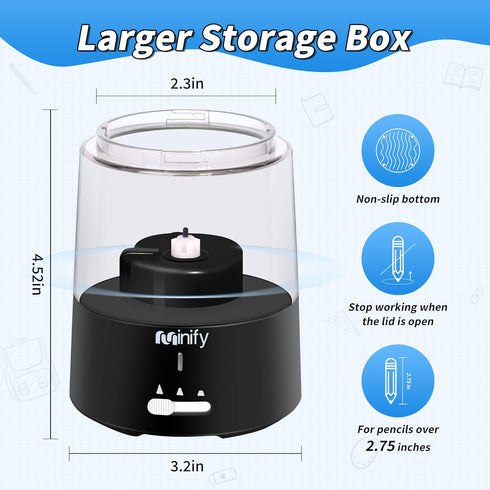 Electric Pencil Sharpener Heavy Duty Blade, Rechargeable Battery Powered for 6-8mm Colored Pencils, Auto Stop