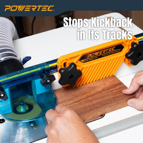 2PK (71553) POWERTEC Featherboards for Router Table Fence, Bandsaw, Tandem Feather Boards Fit T-Track & Miter Slot