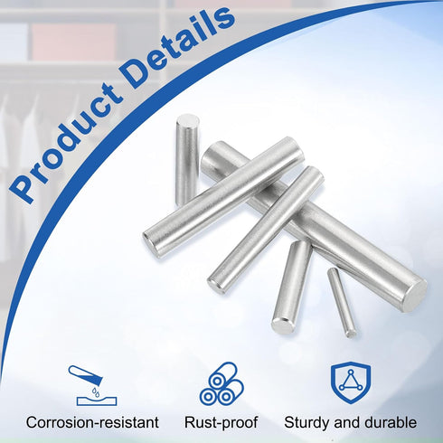 uxcell 200Pcs 2 mm 22 mm 304 (GB119), x Dowel Pins, Stainless Steel Cylindrical Shelves Support Pegs Locating Pin Shelf