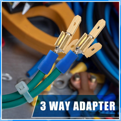 50 Pcs Piggyback Spade Connectors, 3 Way Adapter Dual Male to Single Female Quick Disconnect Connectors